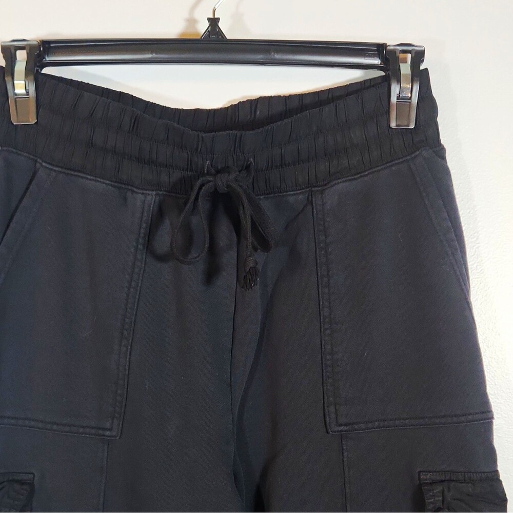 Fabletics Women's Black Cotton Cargo Jogger Pants Drawstring Pockets Elastic M